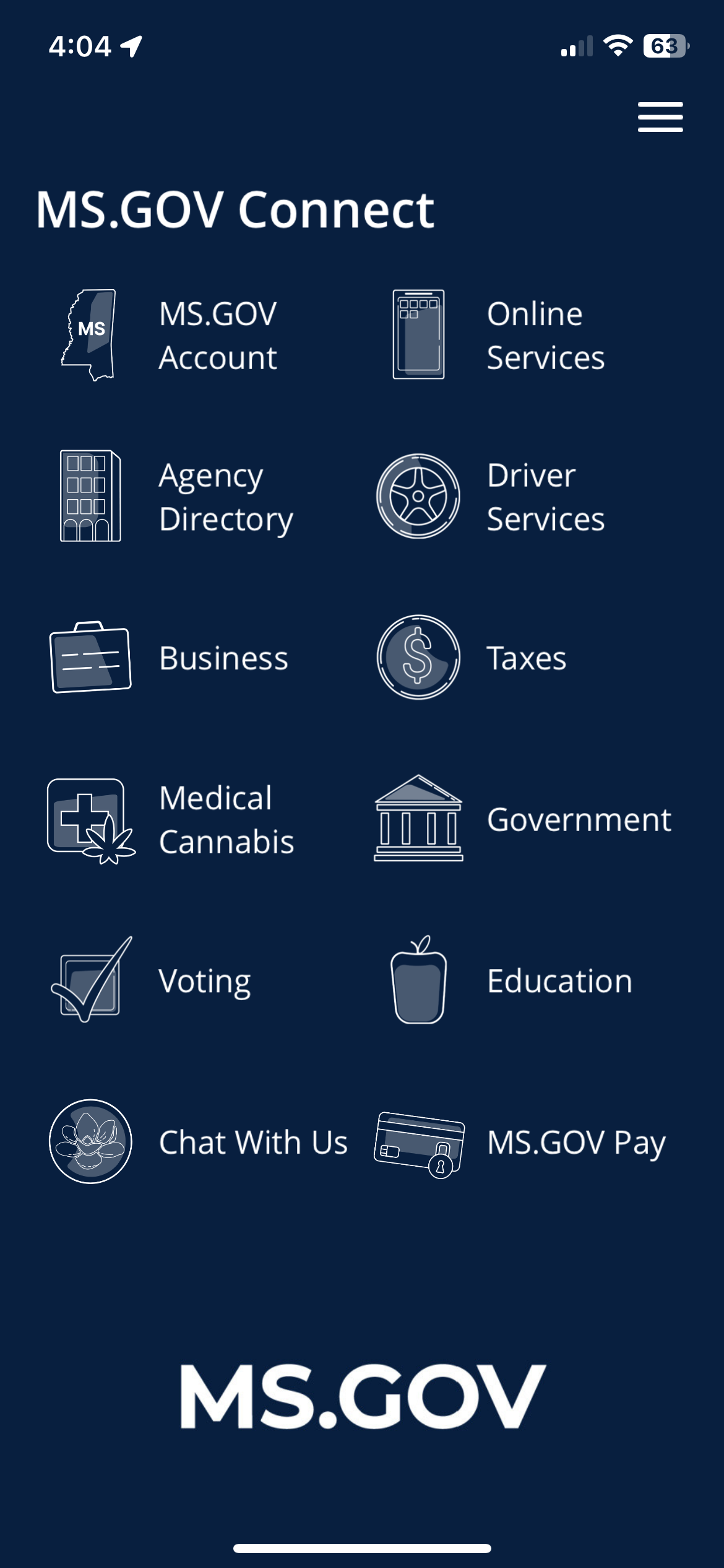 MS.GOV Connect App Screenshot